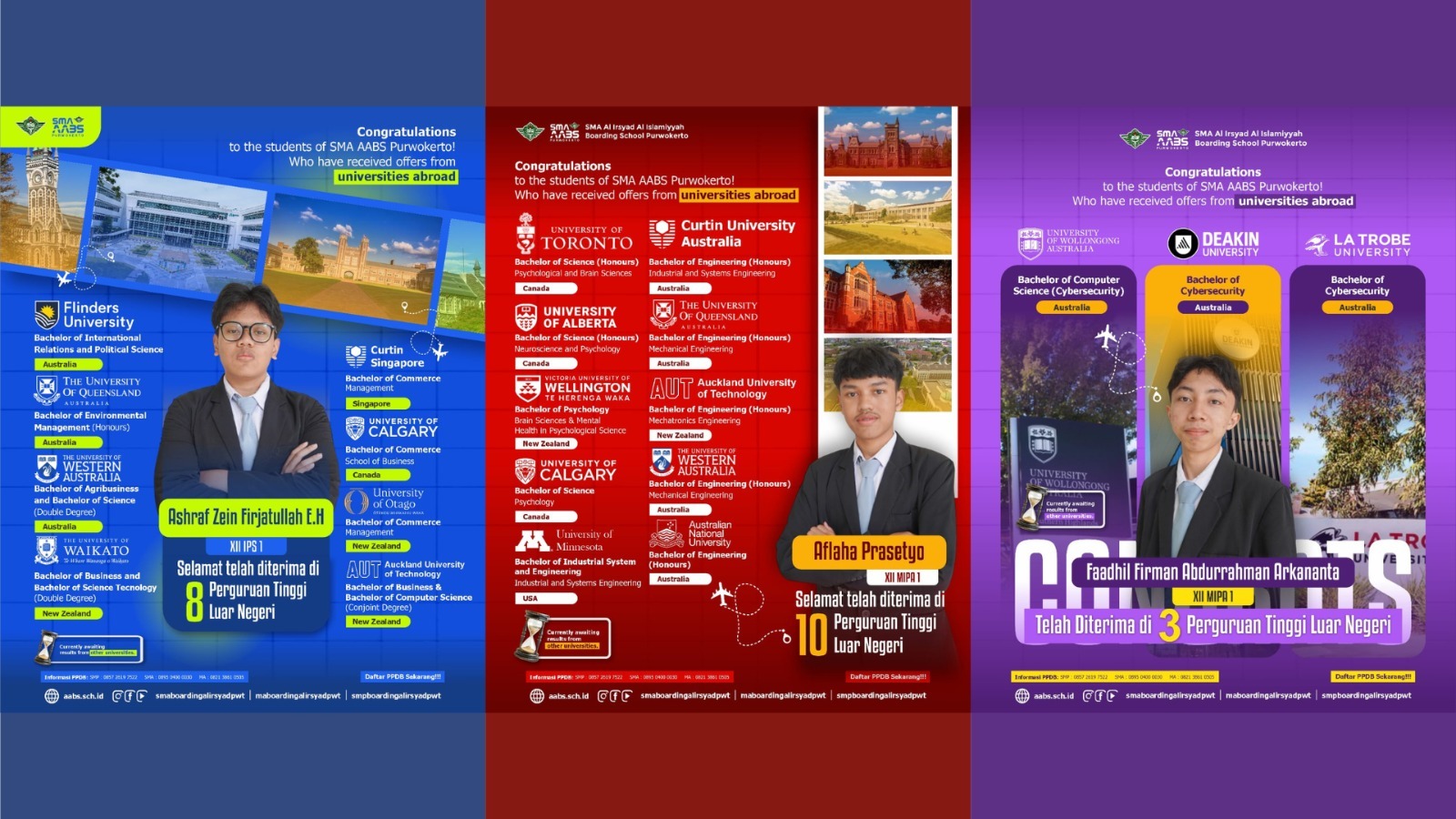 Tak Main-Main! Tiga Siswa AABS Purwokerto Diterima di 21 Kampus Internasional Bergengsi